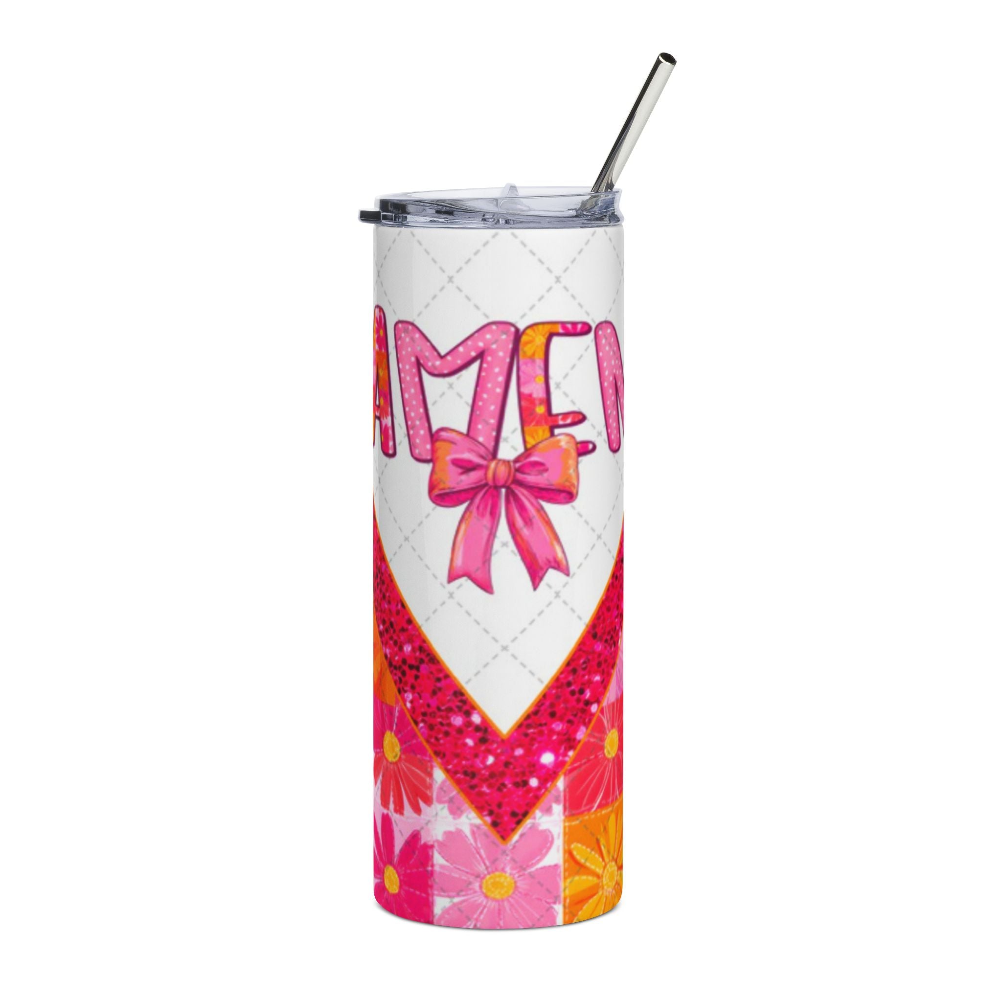 Colorful Floral AMEN Stainless Steel Tumbler - 20oz with Sparkling Designs