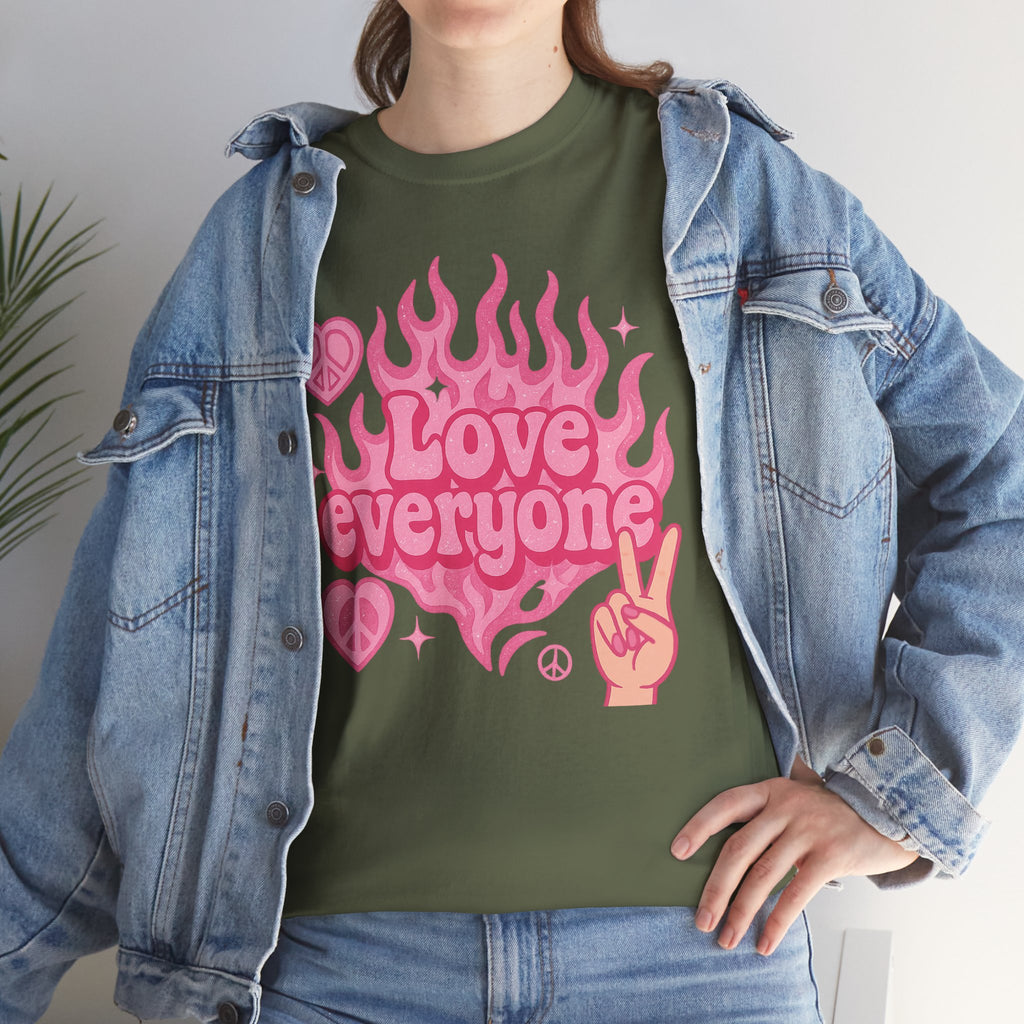 Love Everyone Unisex Heavy Cotton Tee - Peace & Love Graphic T-Shirt Inclusivity Unisex
