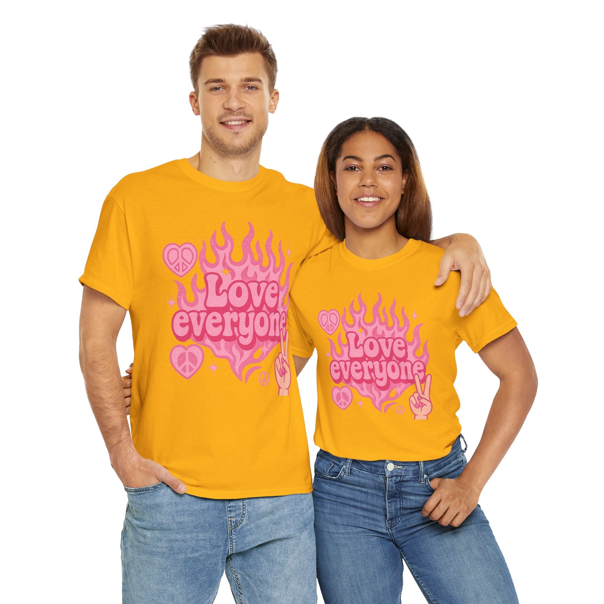 Love Everyone Unisex Heavy Cotton Tee - Peace & Love Graphic T-Shirt Inclusivity Unisex