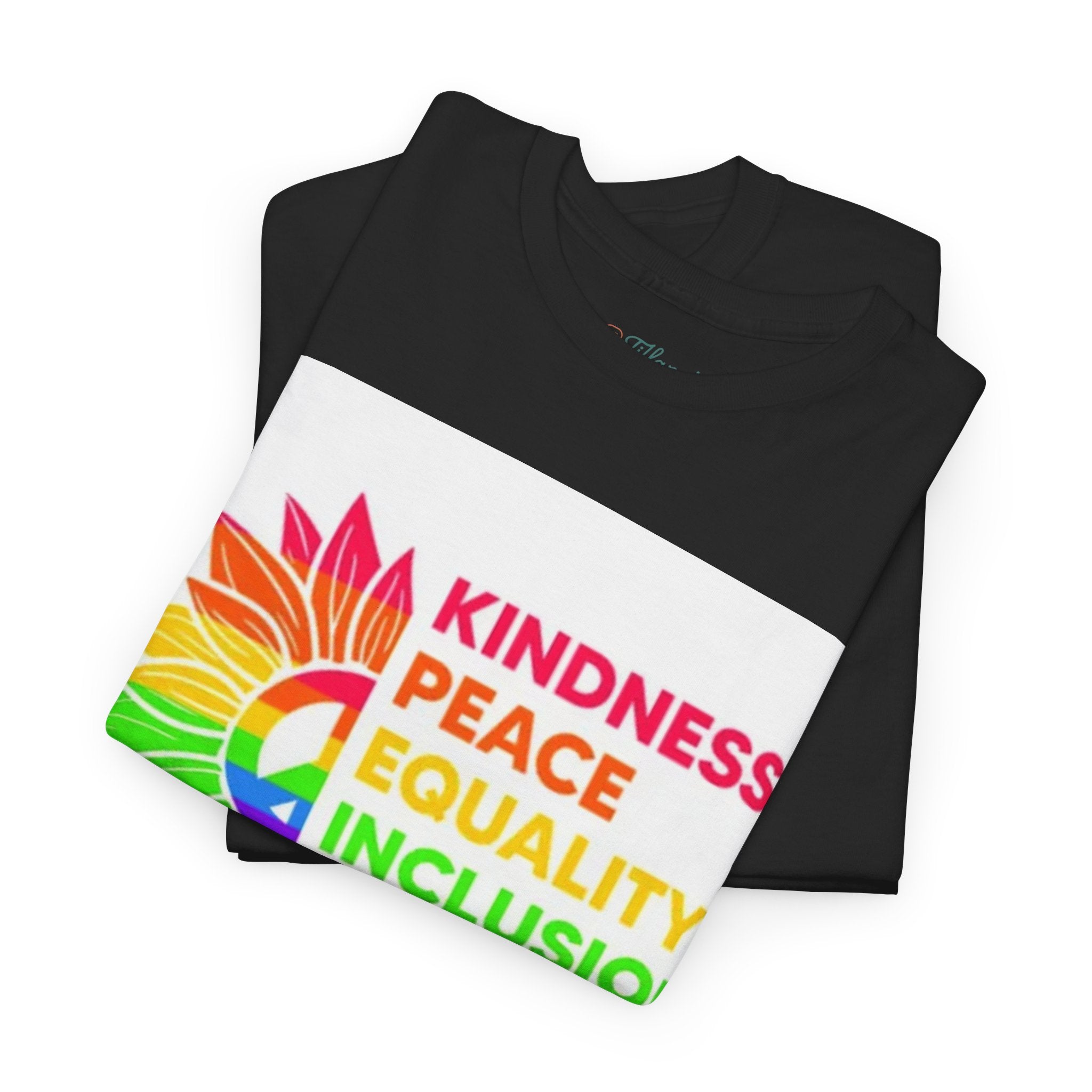 Rainbow Inclusivity Unisex Heavy Cotton Tee - Kindness, Peace, Equality, Hope & Diversity