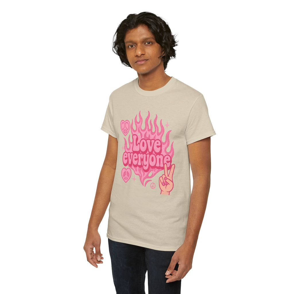 Love Everyone Unisex Heavy Cotton Tee - Peace & Love Graphic T-Shirt Inclusivity Unisex