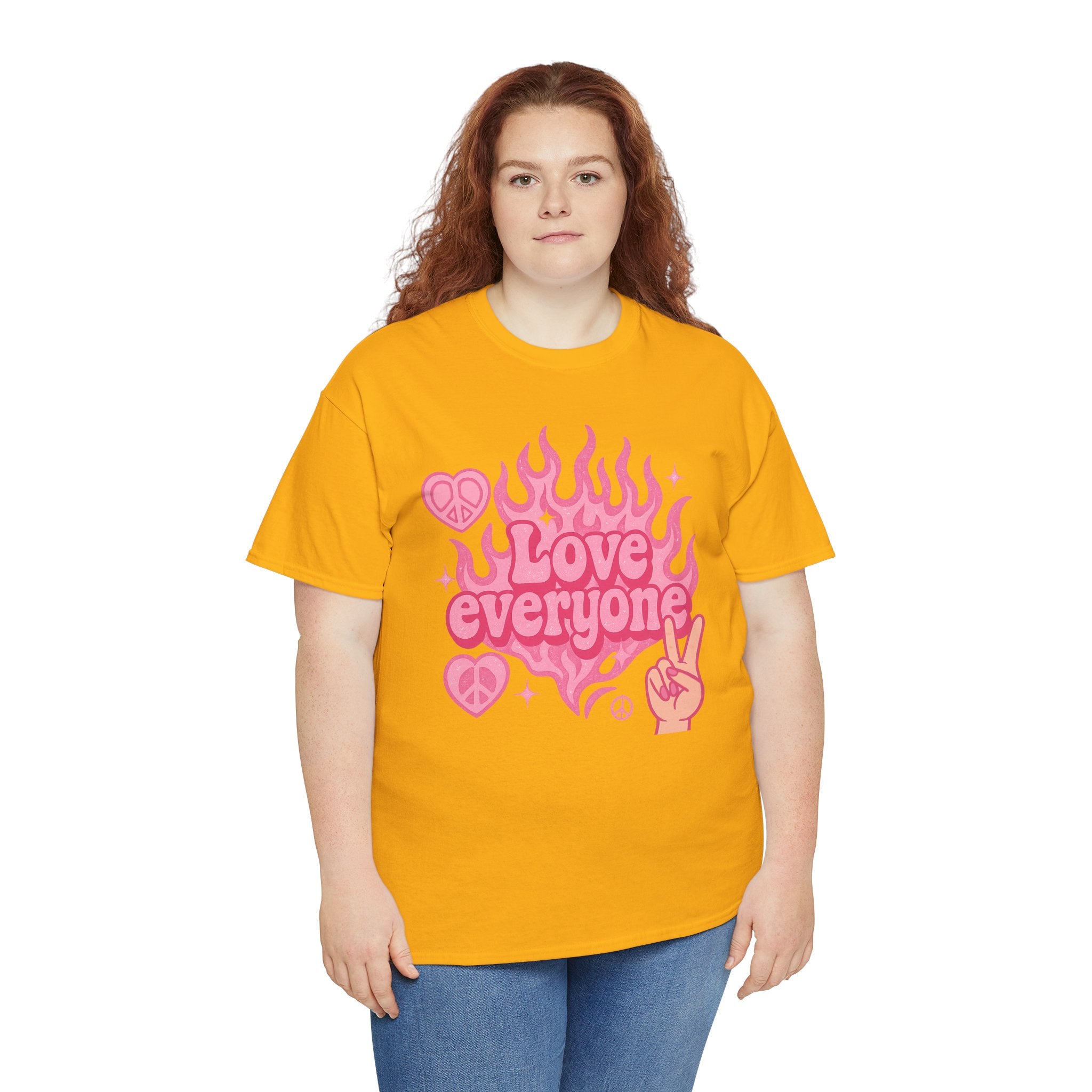 Love Everyone Unisex Heavy Cotton Tee - Peace & Love Graphic T-Shirt Inclusivity Unisex