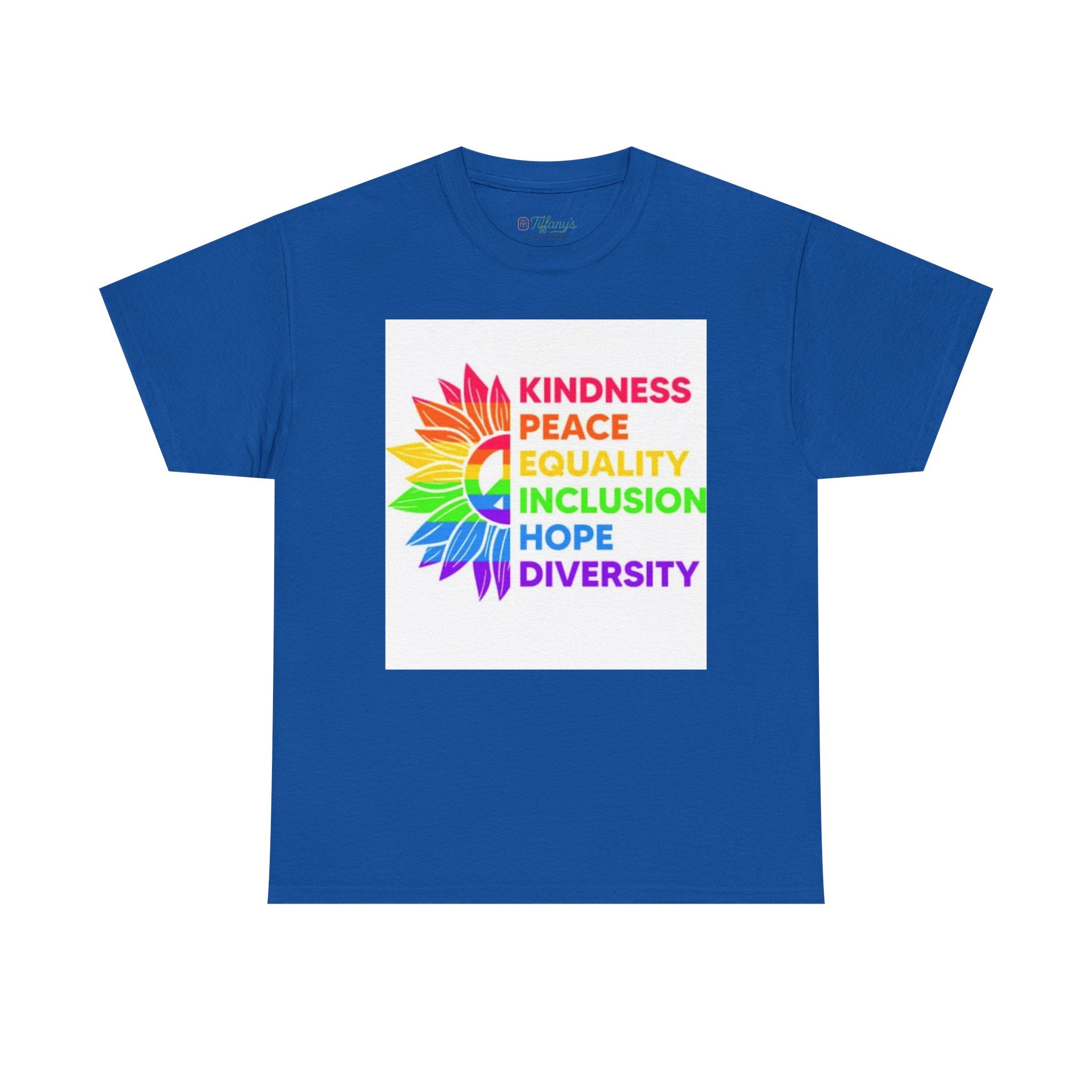 Rainbow Inclusivity Unisex Heavy Cotton Tee - Kindness, Peace, Equality, Hope & Diversity