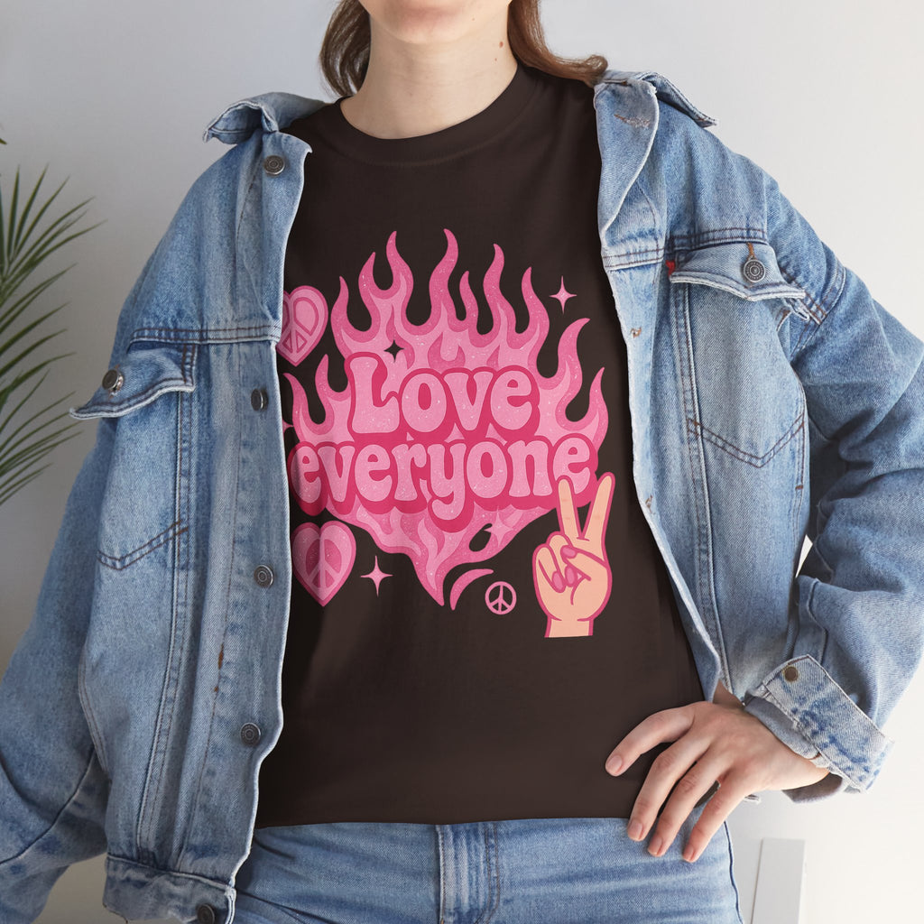 Love Everyone Unisex Heavy Cotton Tee - Peace & Love Graphic T-Shirt Inclusivity Unisex