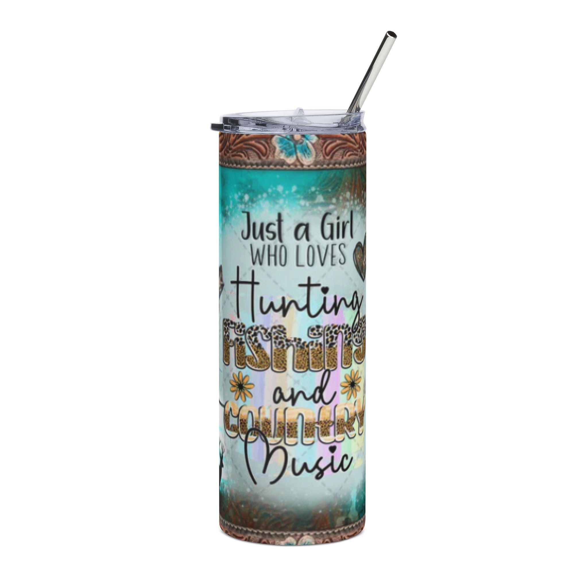 Country Music Lover's Stainless Steel Tumbler - 20oz Fishing & Hunting Design