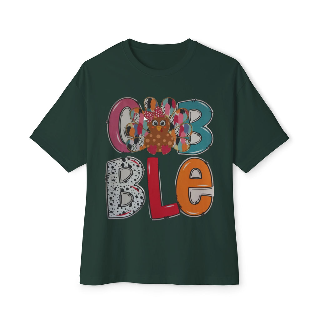 Colorful 'GOBBLE' Unisex Oversized Tee, Fun Fall T-Shirt, Thanksgiving Apparel, Gift for Family, Casual Everyday Wear