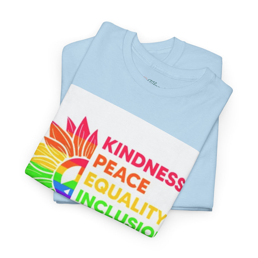 Rainbow Inclusivity Unisex Heavy Cotton Tee - Kindness, Peace, Equality, Hope & Diversity