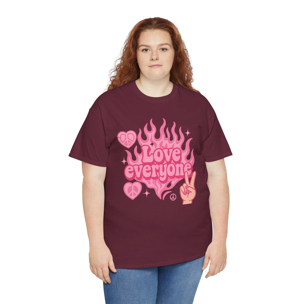Love Everyone Unisex Heavy Cotton Tee - Peace & Love Graphic T-Shirt Inclusivity Unisex