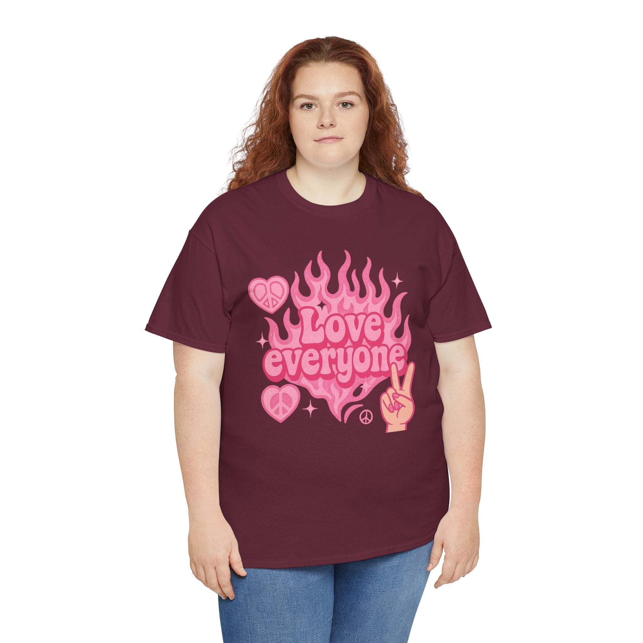 Love Everyone Unisex Heavy Cotton Tee - Peace & Love Graphic T-Shirt Inclusivity Unisex