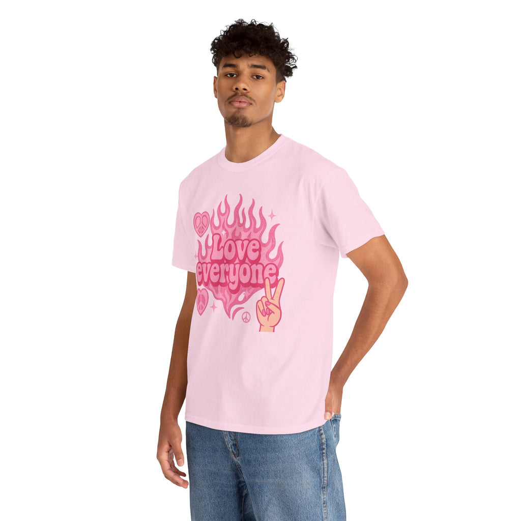 Love Everyone Unisex Heavy Cotton Tee - Peace & Love Graphic T-Shirt Inclusivity Unisex