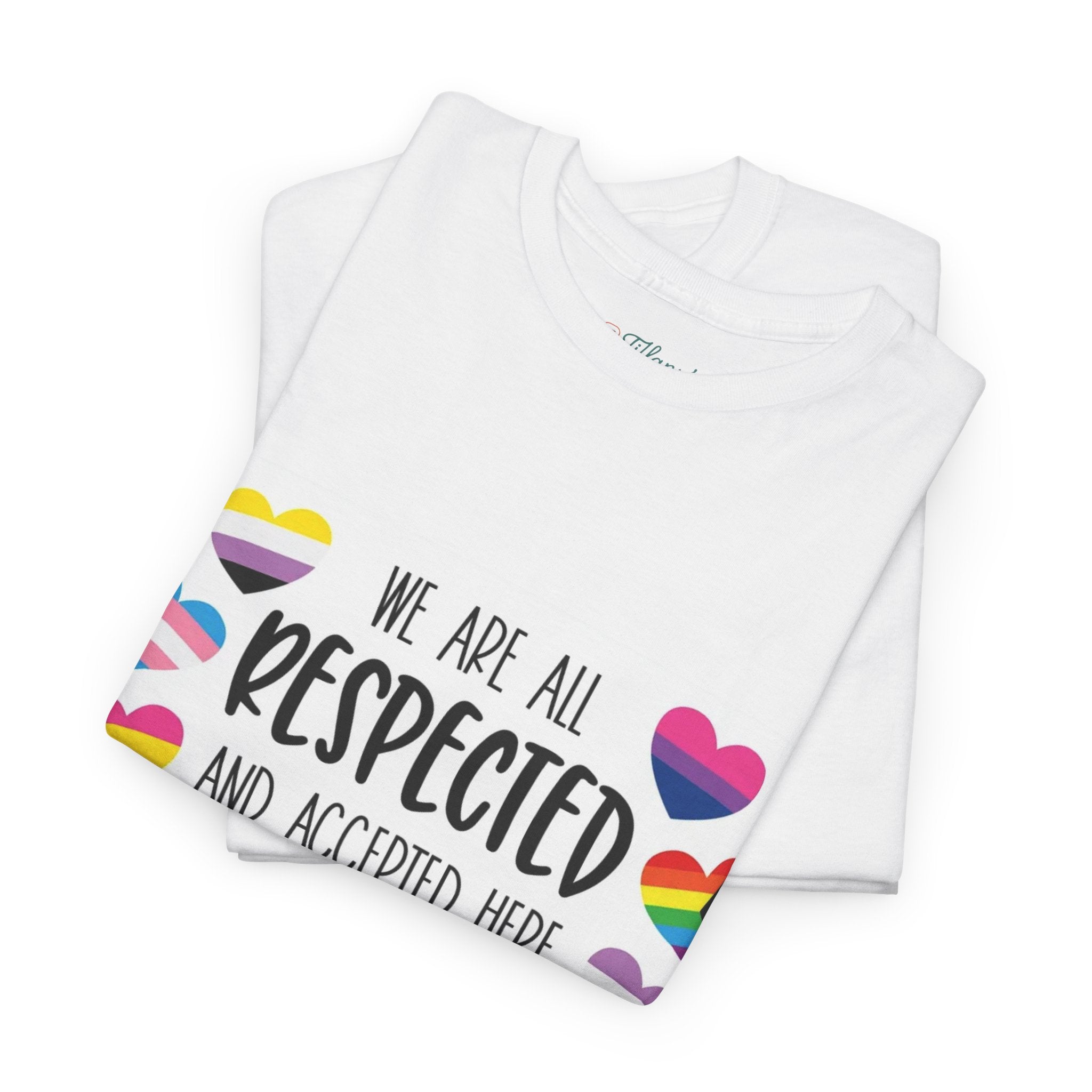 Inclusive Message Unisex Heavy Cotton Tee - "We Are All Respected and Accepted Here"  Inclusivity Unisex