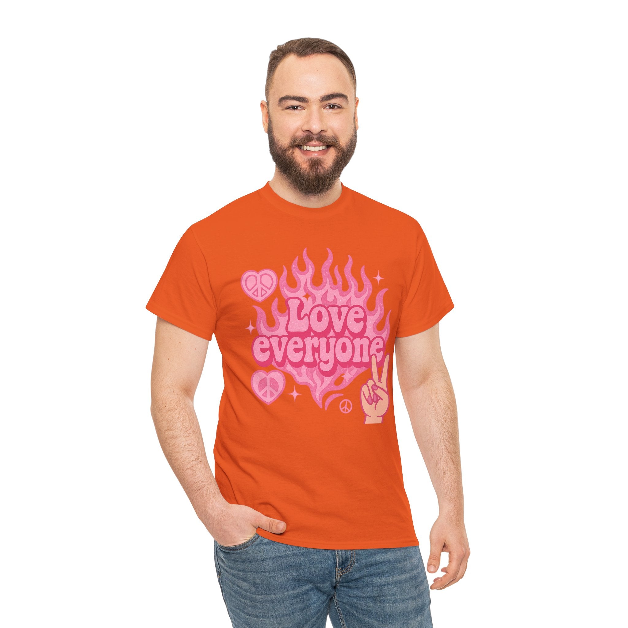 Love Everyone Unisex Heavy Cotton Tee - Peace & Love Graphic T-Shirt Inclusivity Unisex