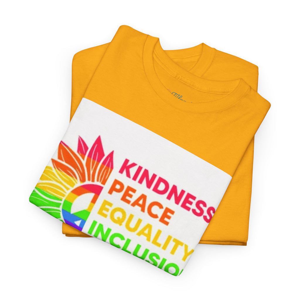 Rainbow Inclusivity Unisex Heavy Cotton Tee - Kindness, Peace, Equality, Hope & Diversity