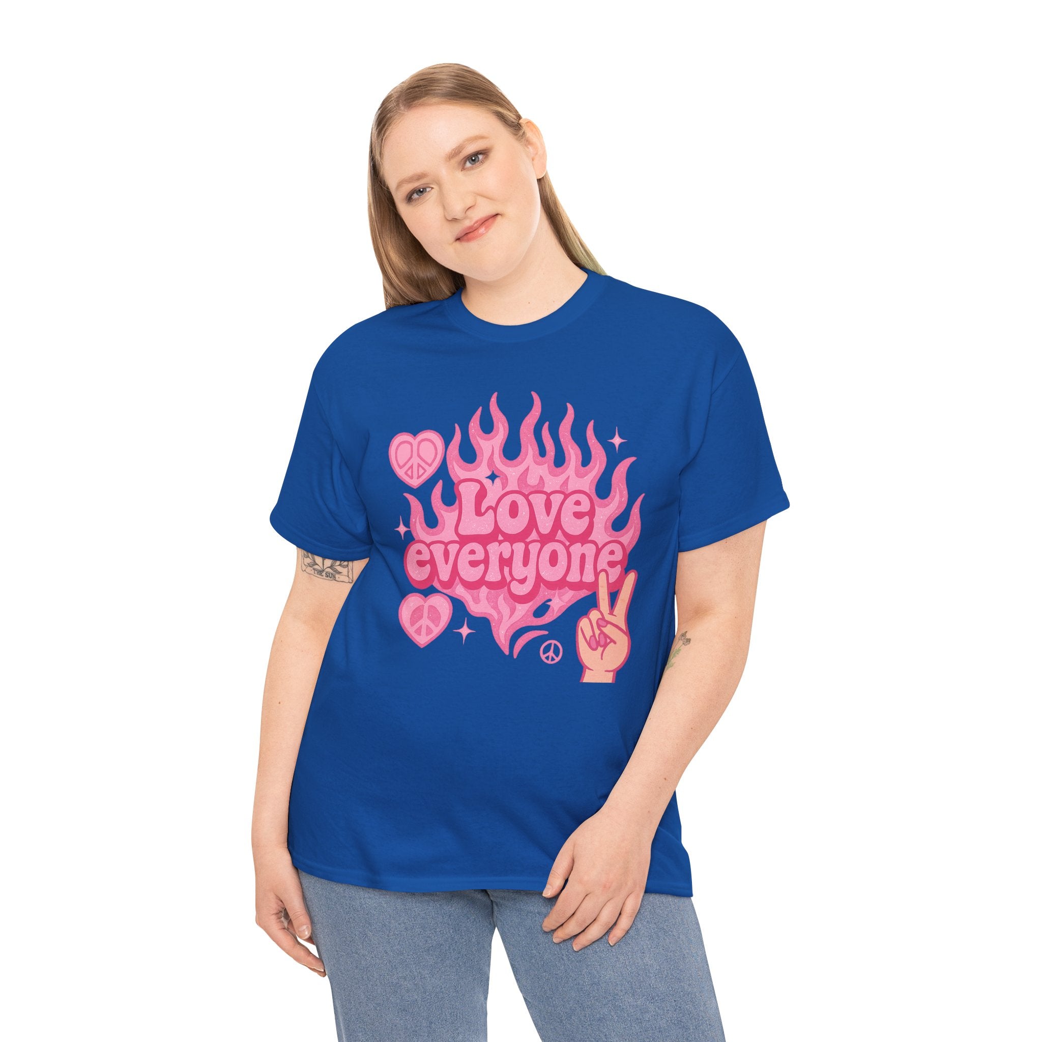 Love Everyone Unisex Heavy Cotton Tee - Peace & Love Graphic T-Shirt Inclusivity Unisex