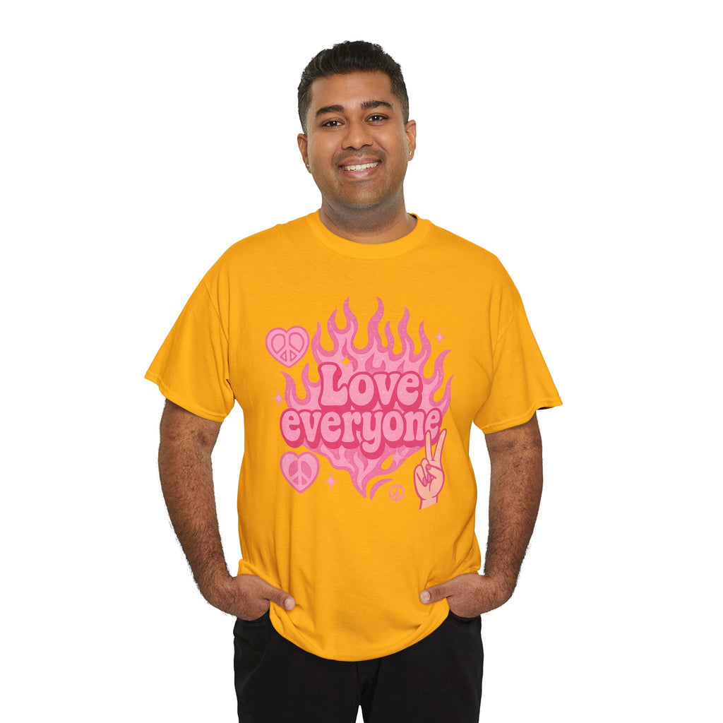 Love Everyone Unisex Heavy Cotton Tee - Peace & Love Graphic T-Shirt Inclusivity Unisex