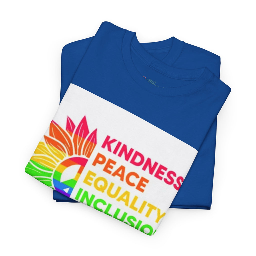 Rainbow Inclusivity Unisex Heavy Cotton Tee - Kindness, Peace, Equality, Hope & Diversity