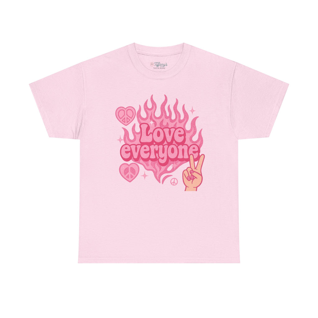 Love Everyone Unisex Heavy Cotton Tee - Peace & Love Graphic T-Shirt Inclusivity Unisex