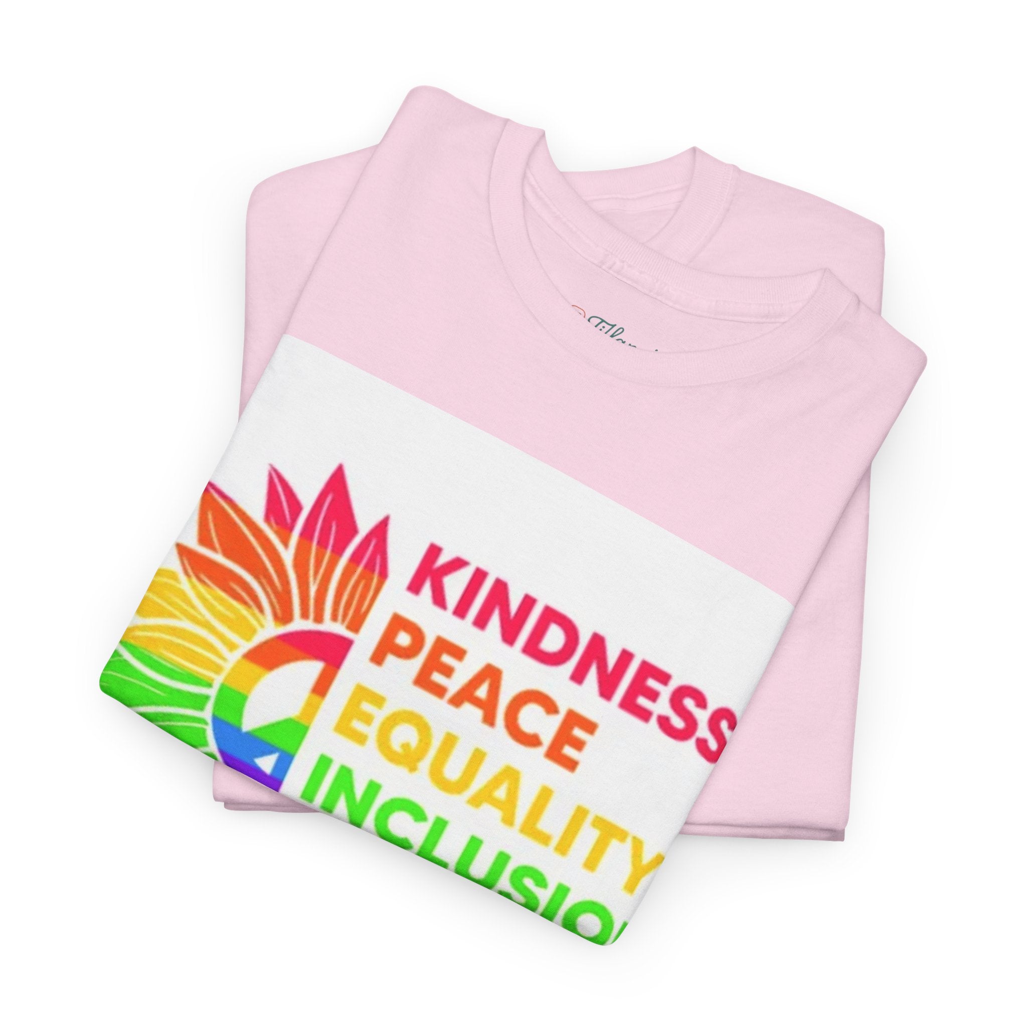 Rainbow Inclusivity Unisex Heavy Cotton Tee - Kindness, Peace, Equality, Hope & Diversity