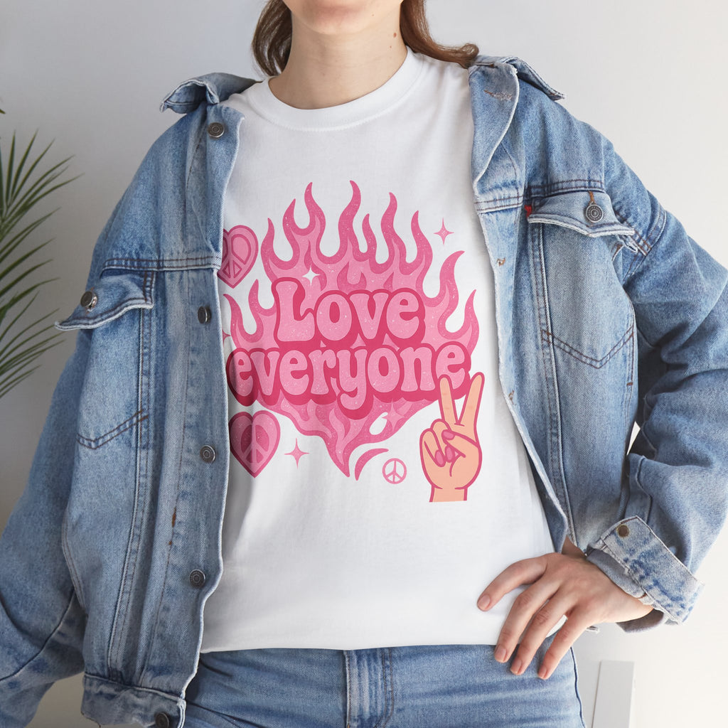 Love Everyone Unisex Heavy Cotton Tee - Peace & Love Graphic T-Shirt Inclusivity Unisex
