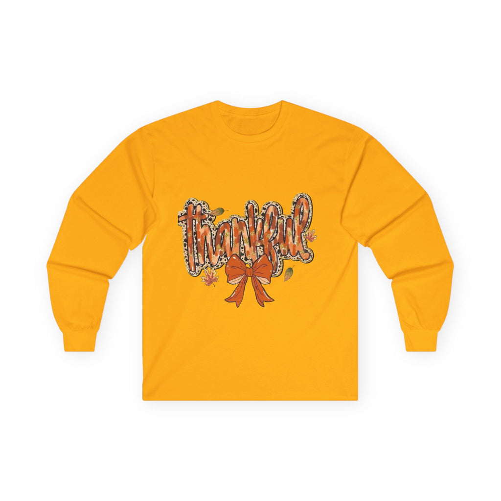 Thankful Long Sleeve Tee, Fall Shirt, Thanksgiving Apparel, Unisex Cotton Top, Cozy Gift for Her