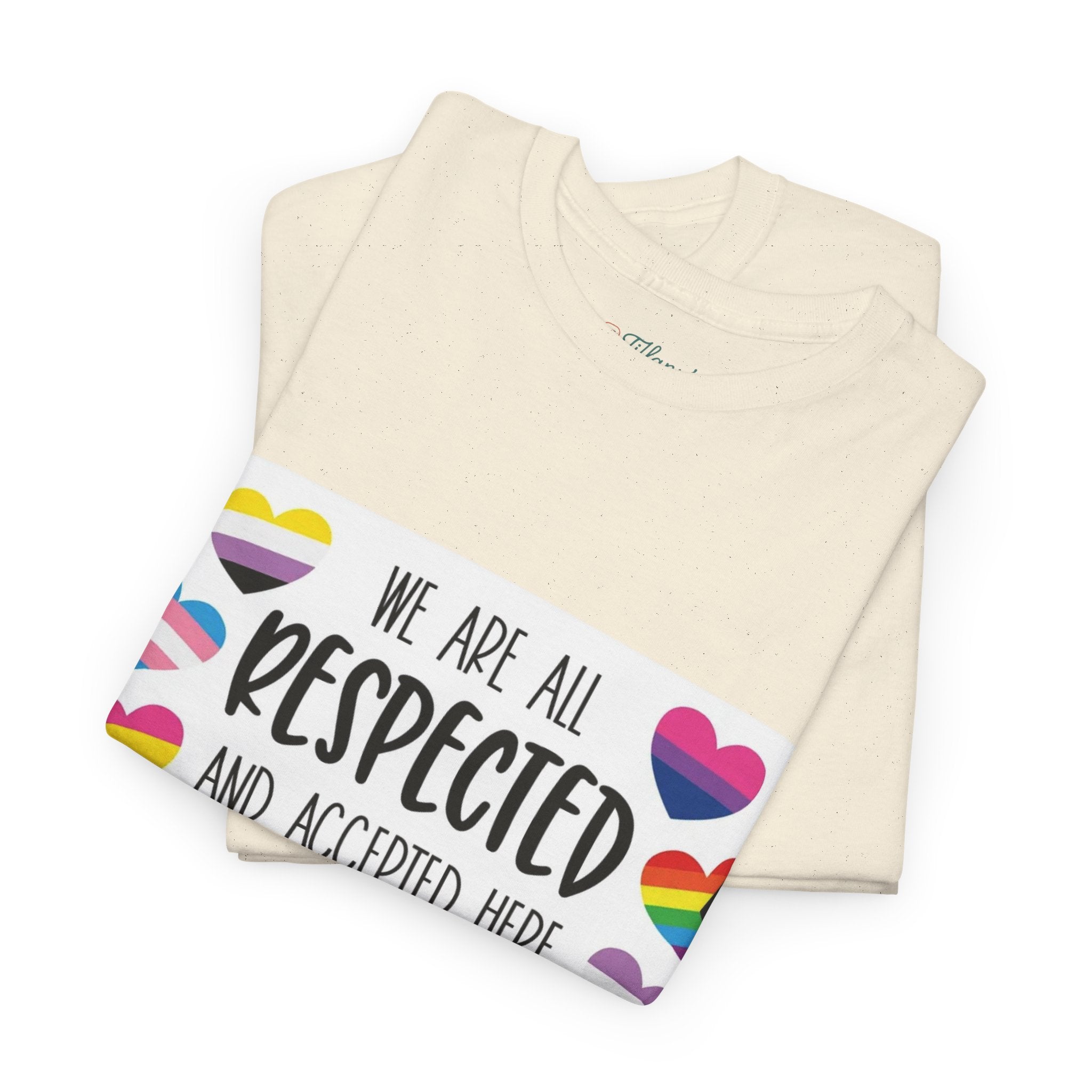 Inclusive Message Unisex Heavy Cotton Tee - "We Are All Respected and Accepted Here"  Inclusivity Unisex