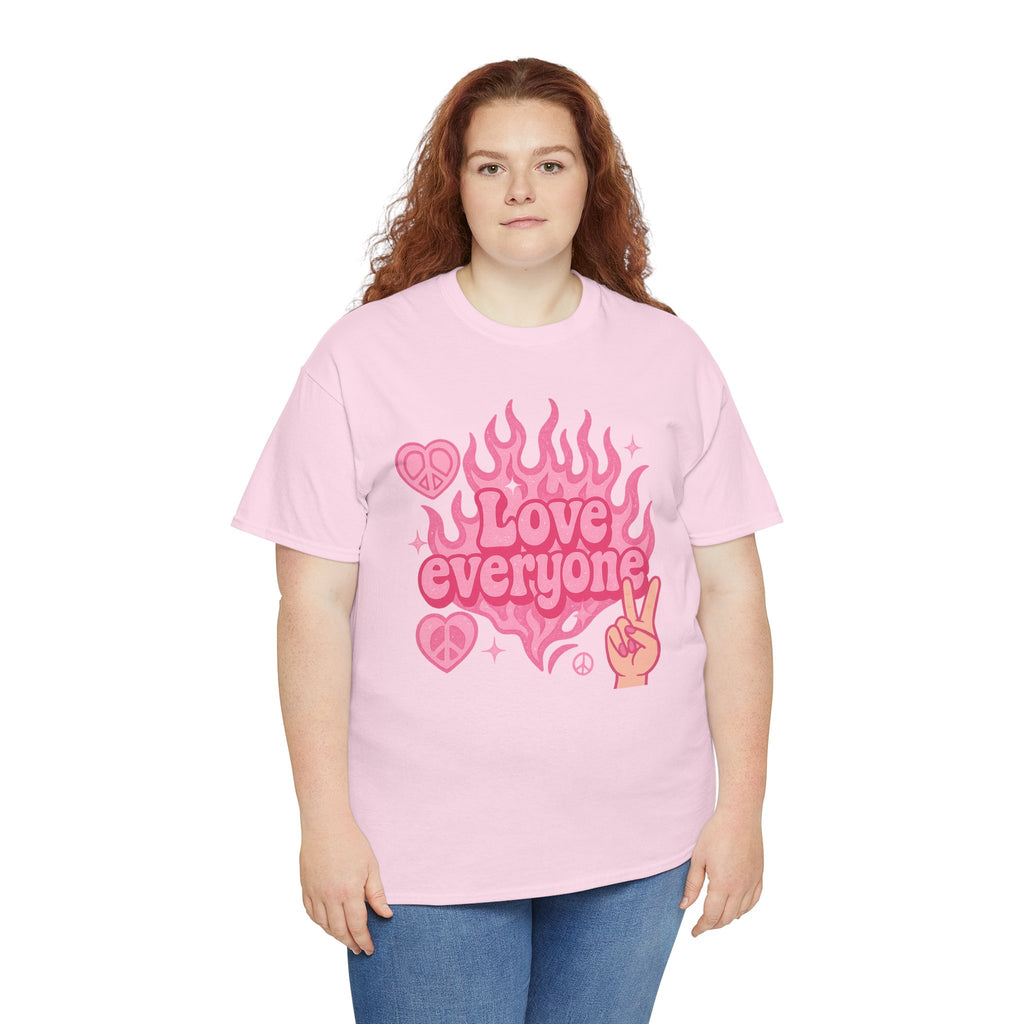 Love Everyone Unisex Heavy Cotton Tee - Peace & Love Graphic T-Shirt Inclusivity Unisex