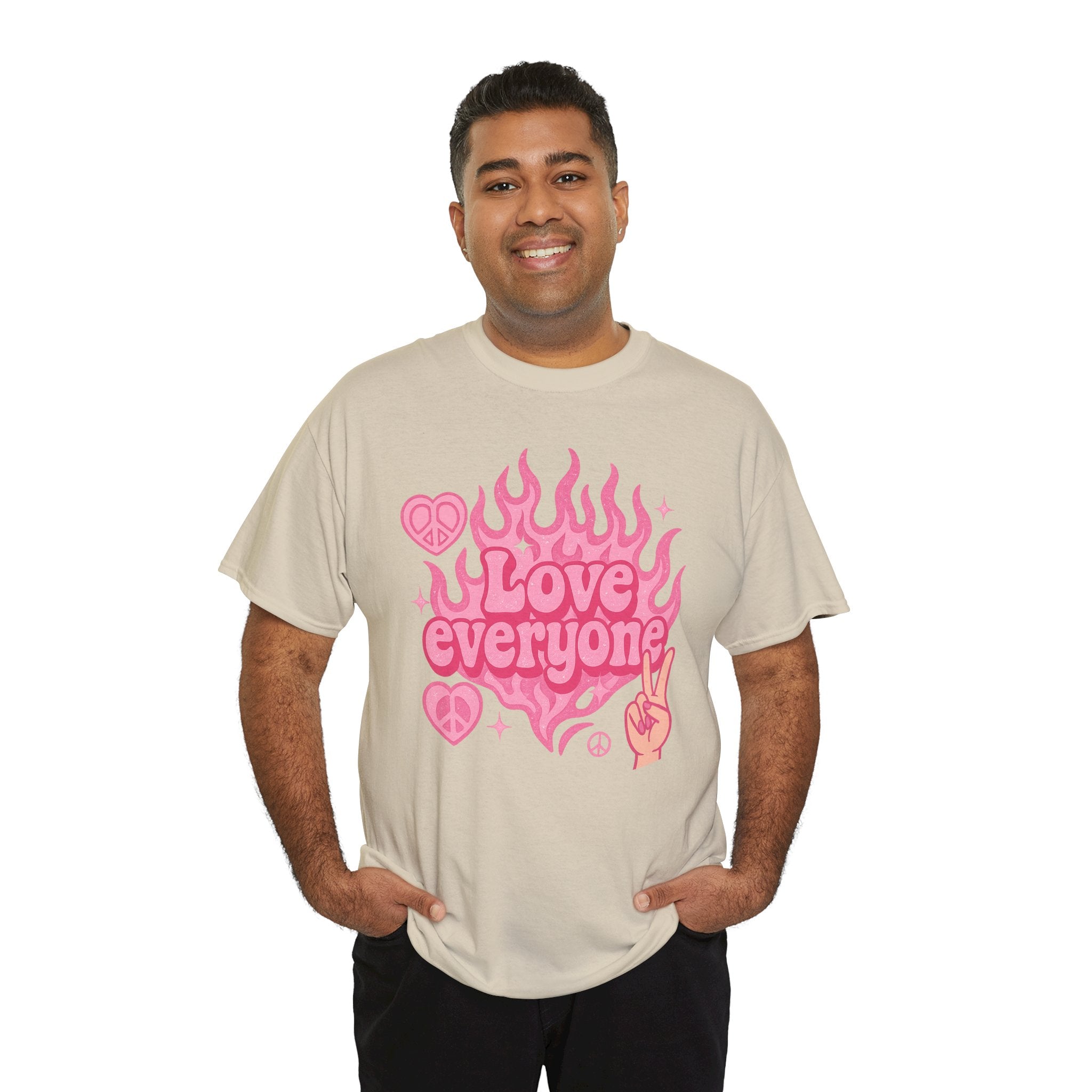 Love Everyone Unisex Heavy Cotton Tee - Peace & Love Graphic T-Shirt Inclusivity Unisex