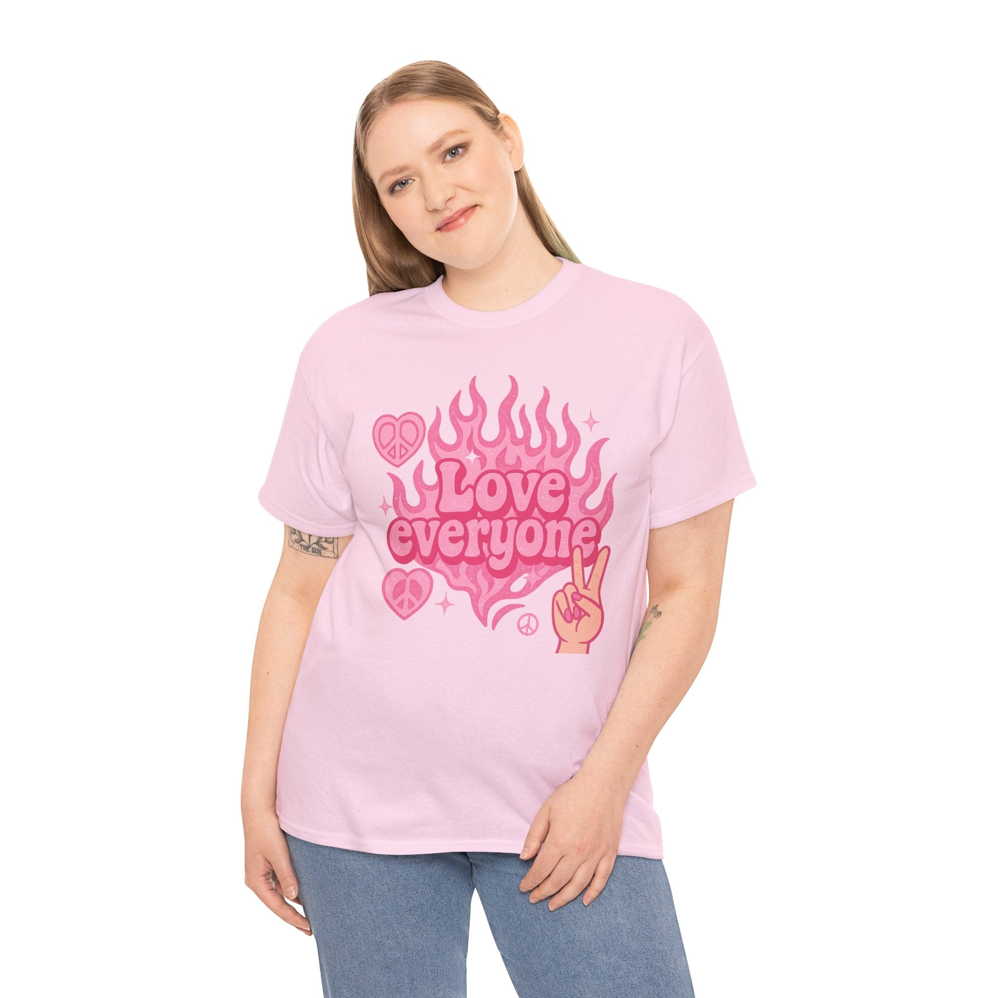 Love Everyone Unisex Heavy Cotton Tee - Peace & Love Graphic T-Shirt Inclusivity Unisex