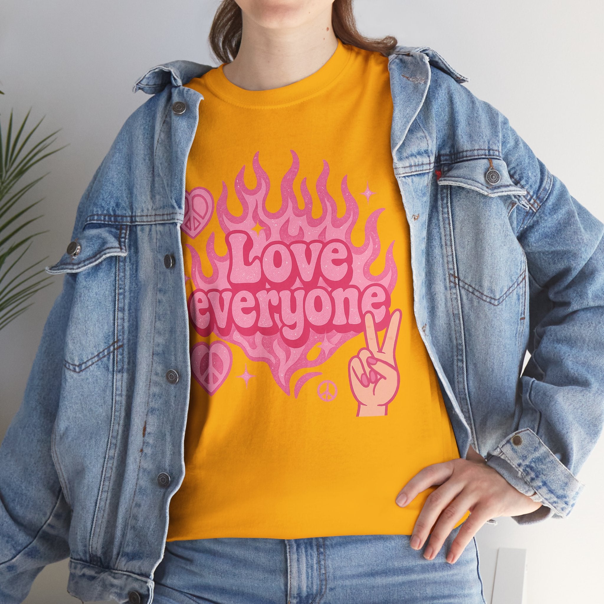 Love Everyone Unisex Heavy Cotton Tee - Peace & Love Graphic T-Shirt Inclusivity Unisex