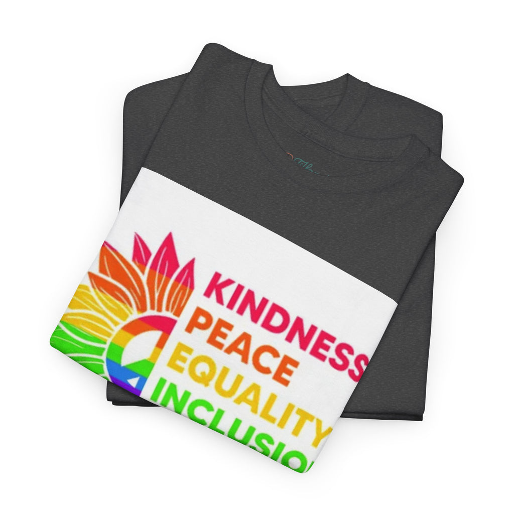 Rainbow Inclusivity Unisex Heavy Cotton Tee - Kindness, Peace, Equality, Hope & Diversity