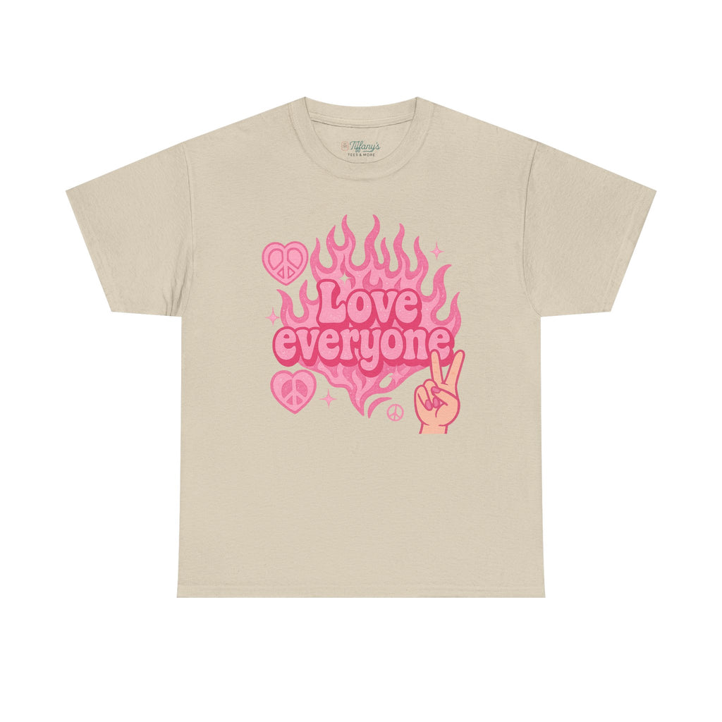 Love Everyone Unisex Heavy Cotton Tee - Peace & Love Graphic T-Shirt Inclusivity Unisex