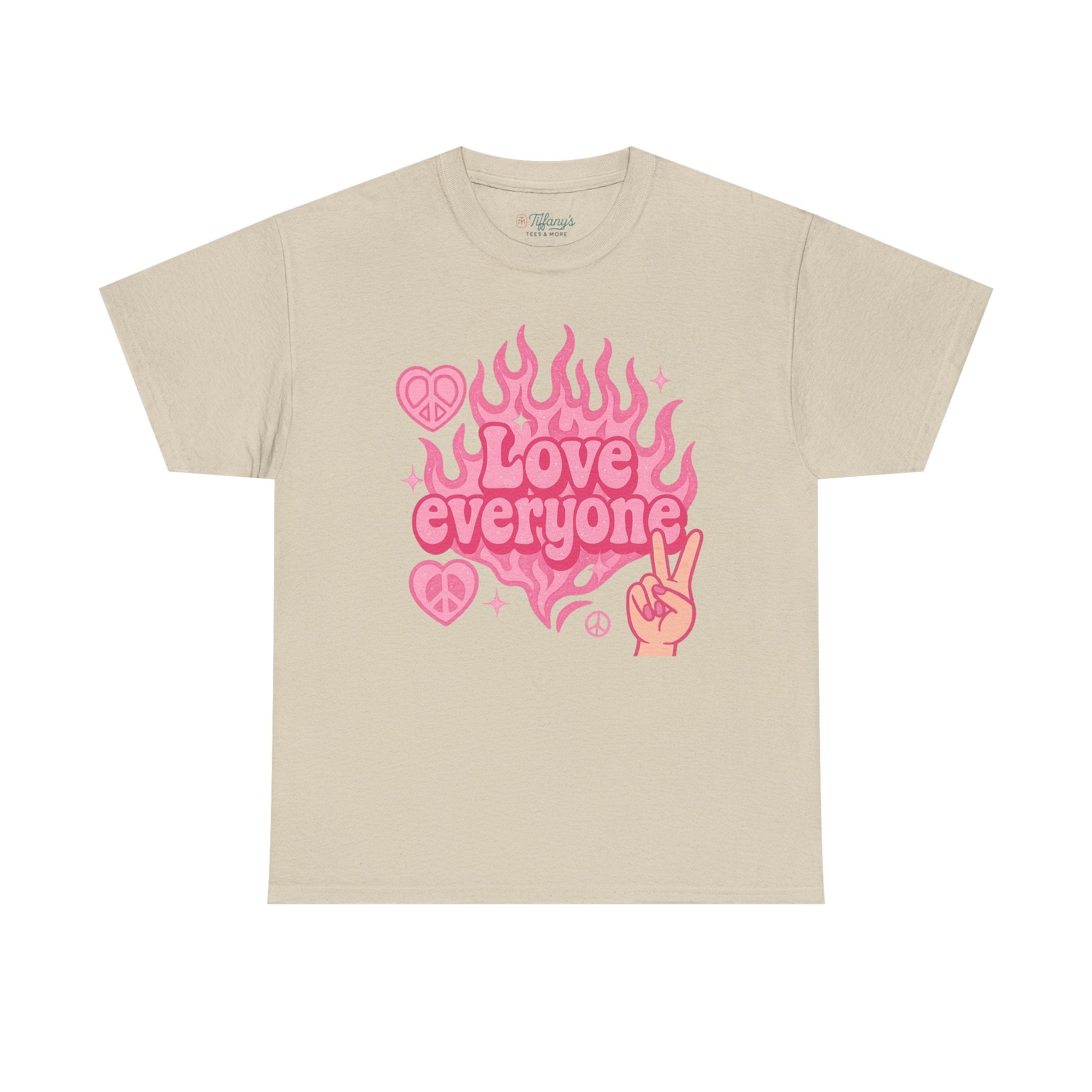 Love Everyone Unisex Heavy Cotton Tee - Peace & Love Graphic T-Shirt Inclusivity Unisex