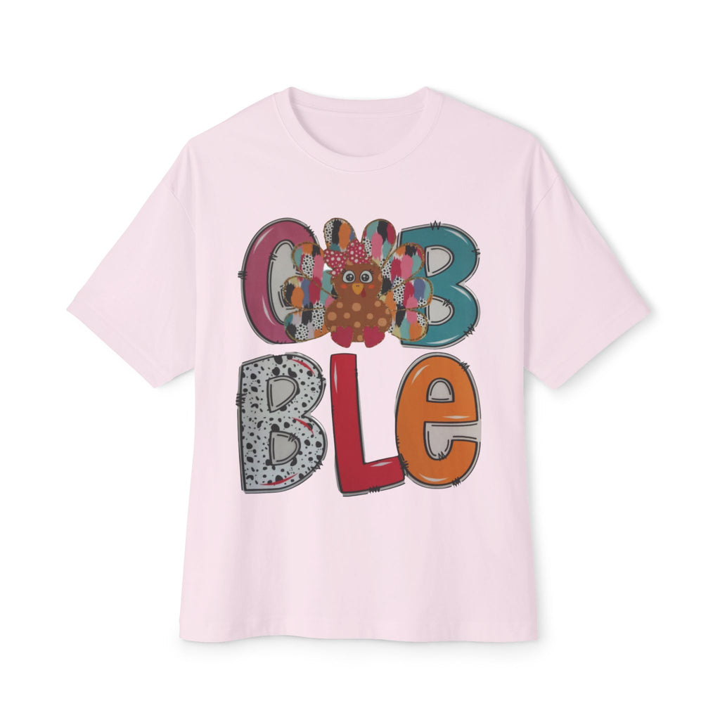 Colorful 'GOBBLE' Unisex Oversized Tee, Fun Fall T-Shirt, Thanksgiving Apparel, Gift for Family, Casual Everyday Wear