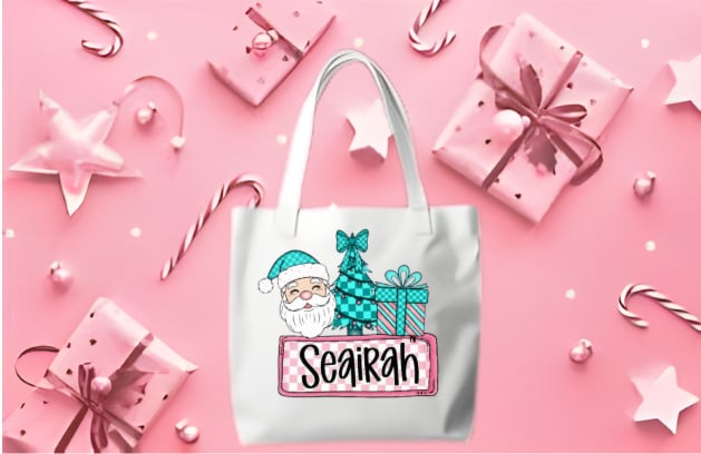 Personalized Christmas Cotton Tote