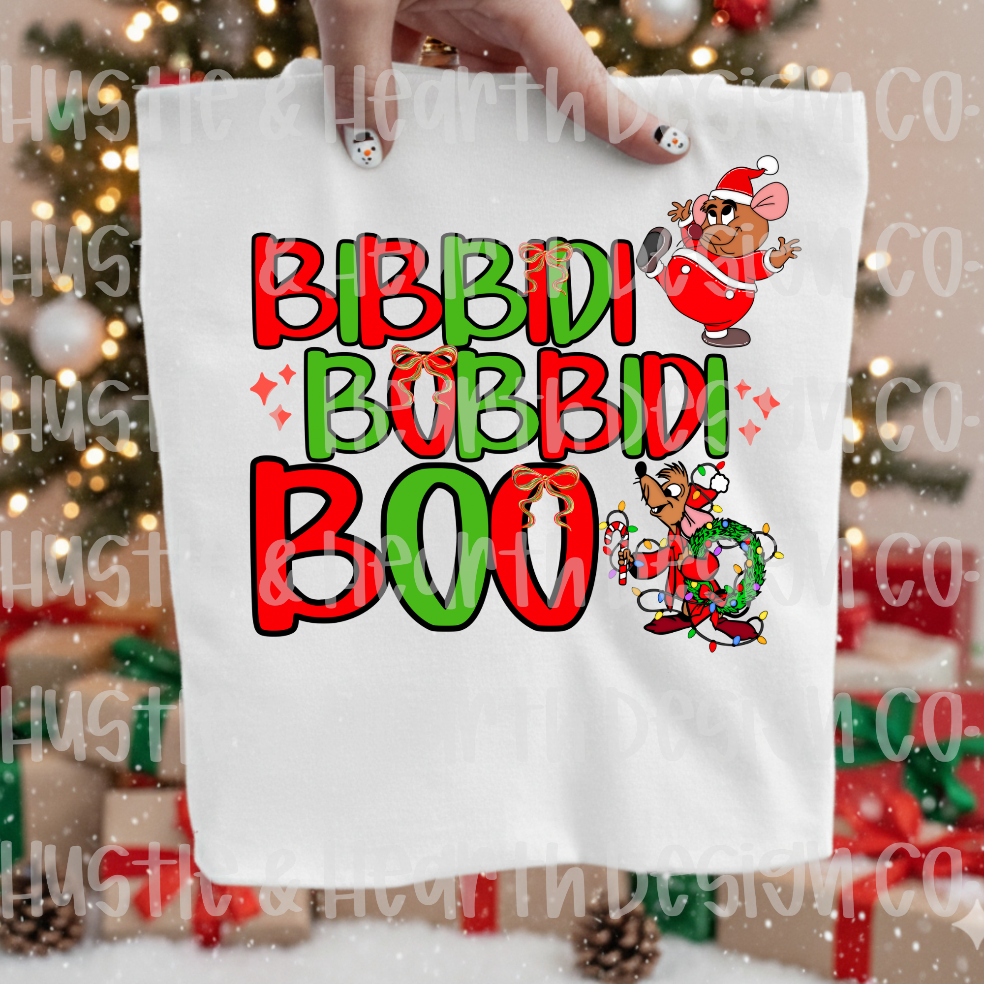 Bibbidi Bobbidi Boo! Christmas Tee — Festive Santa & Wreath Holiday T‑Shirt