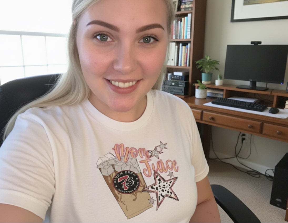 'Mom's Juice' Coffee Cup & Star Design