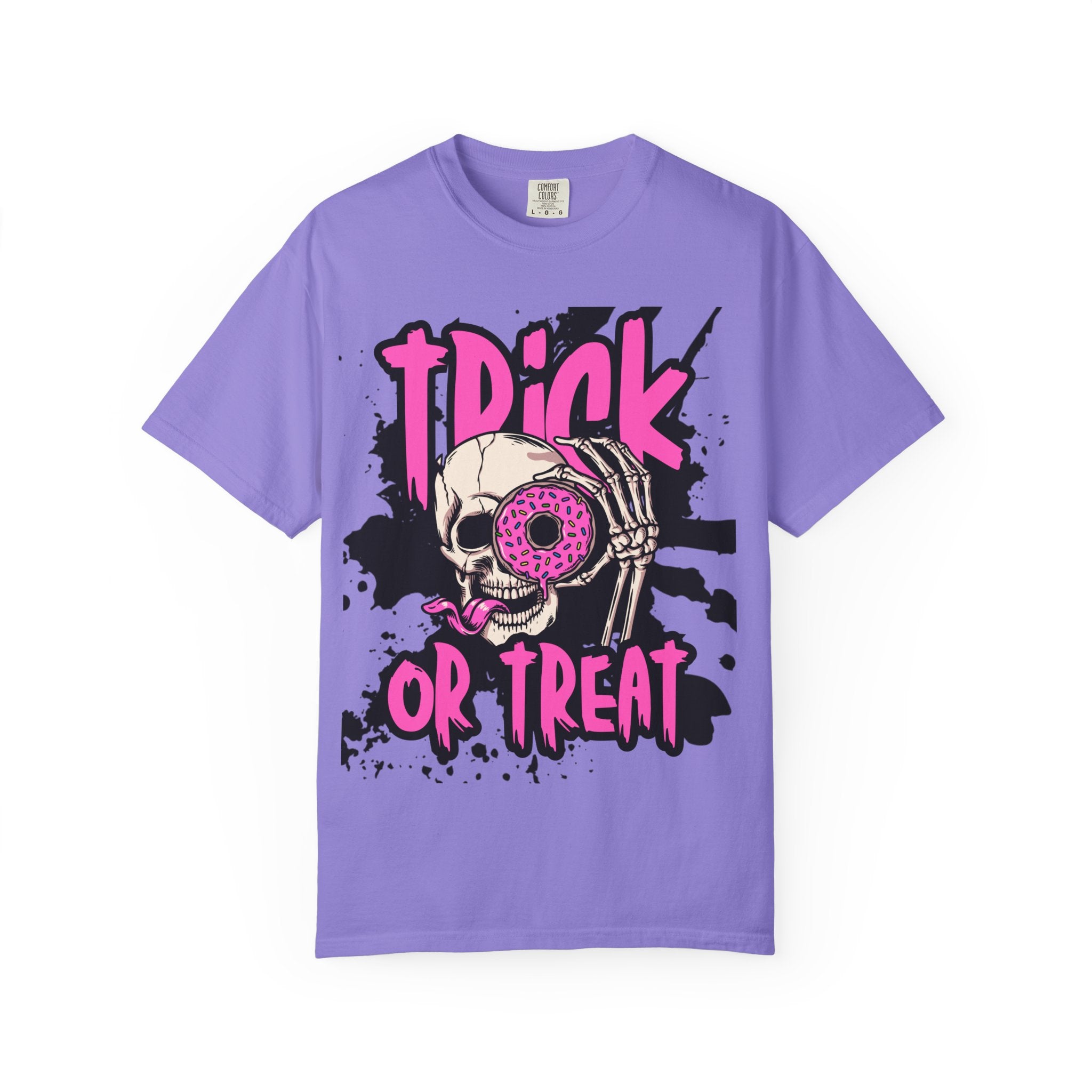 Trick or Treat Unisex Garment-Dyed T-Shirt, Halloween Shirt, Spooky Tee, Graphic T-Shirt, Casual Wear, Festival Clothing
