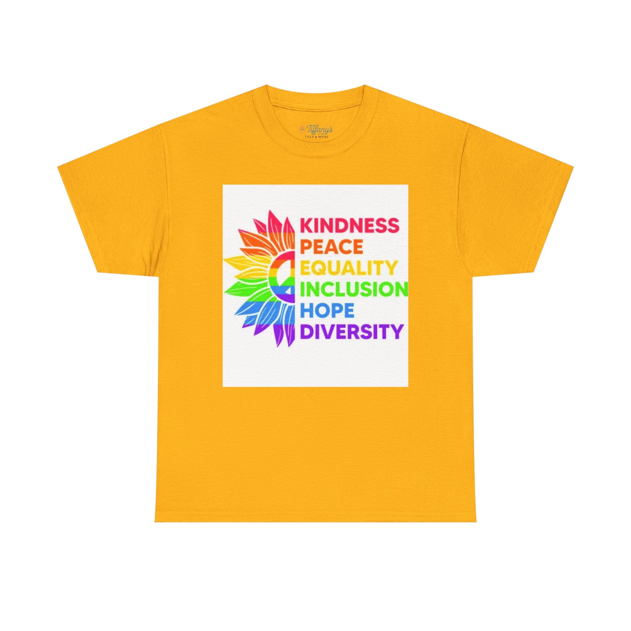 Rainbow Inclusivity Unisex Heavy Cotton Tee - Kindness, Peace, Equality, Hope & Diversity