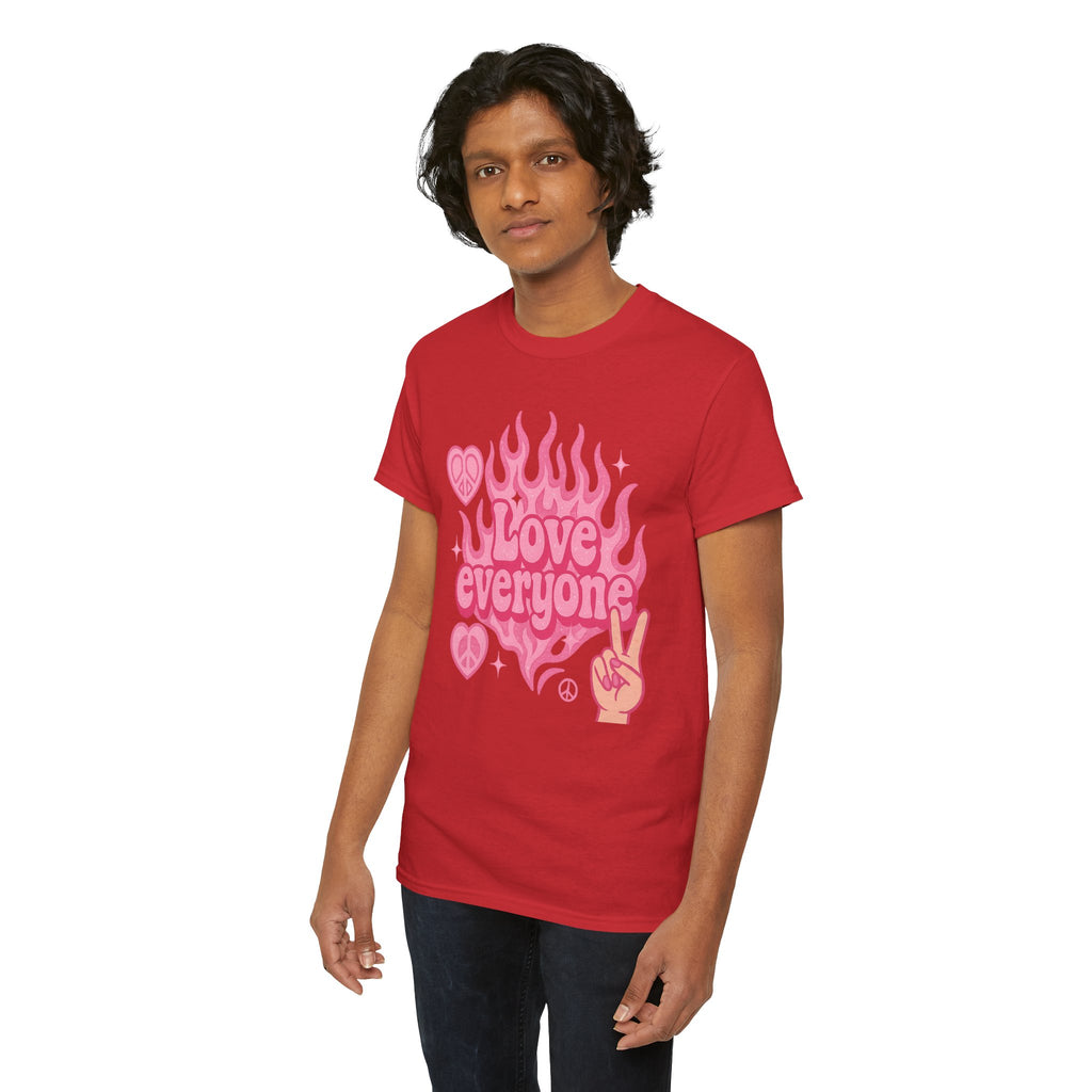 Love Everyone Unisex Heavy Cotton Tee - Peace & Love Graphic T-Shirt Inclusivity Unisex