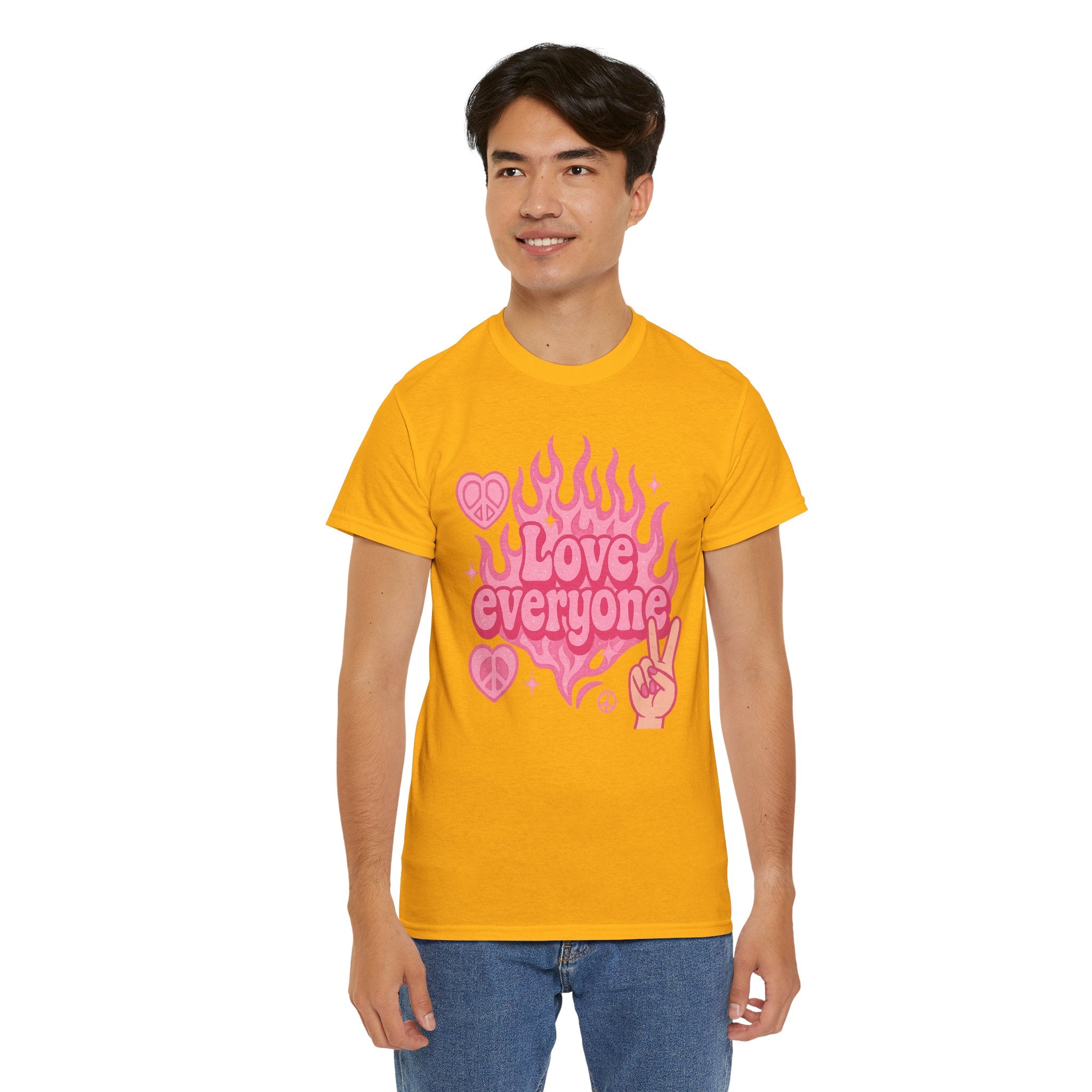 Love Everyone Unisex Heavy Cotton Tee - Peace & Love Graphic T-Shirt Inclusivity Unisex