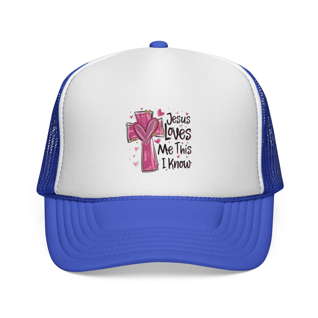 Jesus Loves Me Trucker Cap, Christian Hat, Faith-Based Gift, Religious Apparel, Summer Accessory, Youthful Style