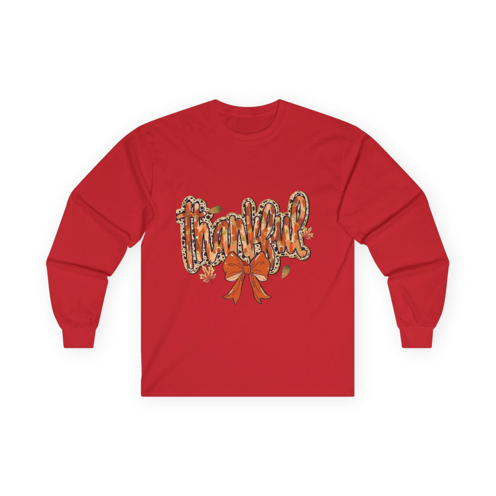 Thankful Long Sleeve Tee, Fall Shirt, Thanksgiving Apparel, Unisex Cotton Top, Cozy Gift for Her