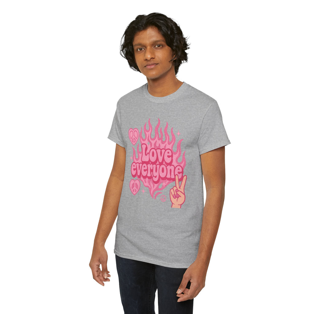 Love Everyone Unisex Heavy Cotton Tee - Peace & Love Graphic T-Shirt Inclusivity Unisex