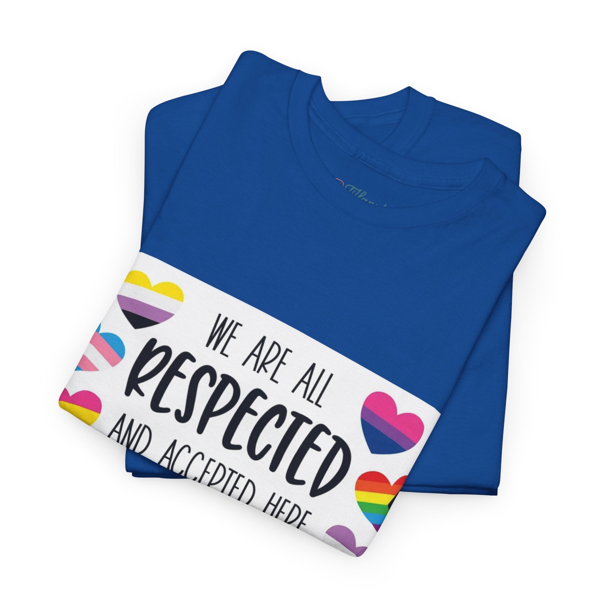 Inclusive Message Unisex Heavy Cotton Tee - "We Are All Respected and Accepted Here"  Inclusivity Unisex