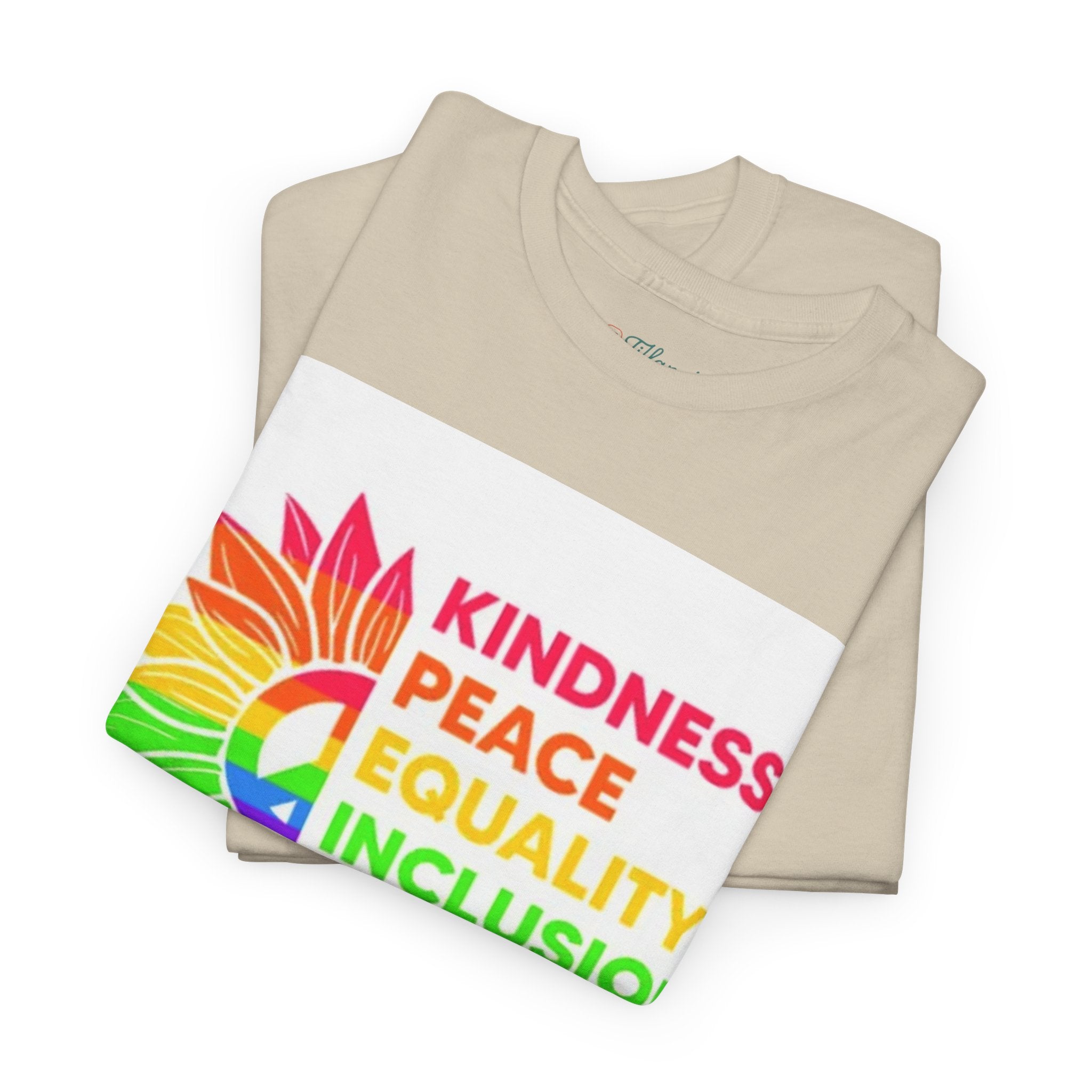 Rainbow Inclusivity Unisex Heavy Cotton Tee - Kindness, Peace, Equality, Hope & Diversity