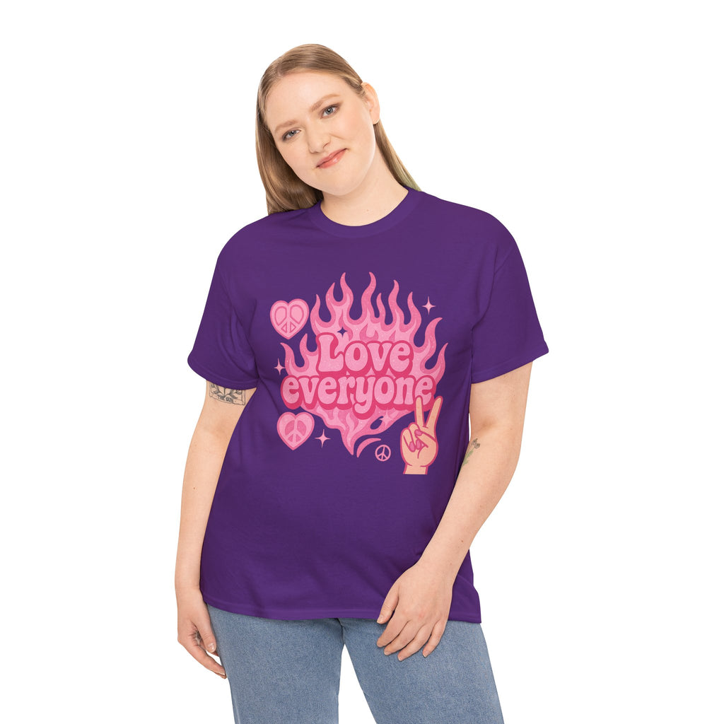 Love Everyone Unisex Heavy Cotton Tee - Peace & Love Graphic T-Shirt Inclusivity Unisex