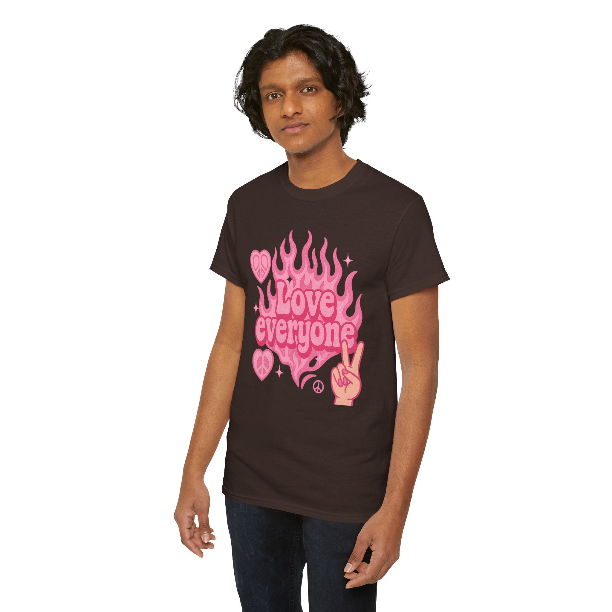 Love Everyone Unisex Heavy Cotton Tee - Peace & Love Graphic T-Shirt Inclusivity Unisex