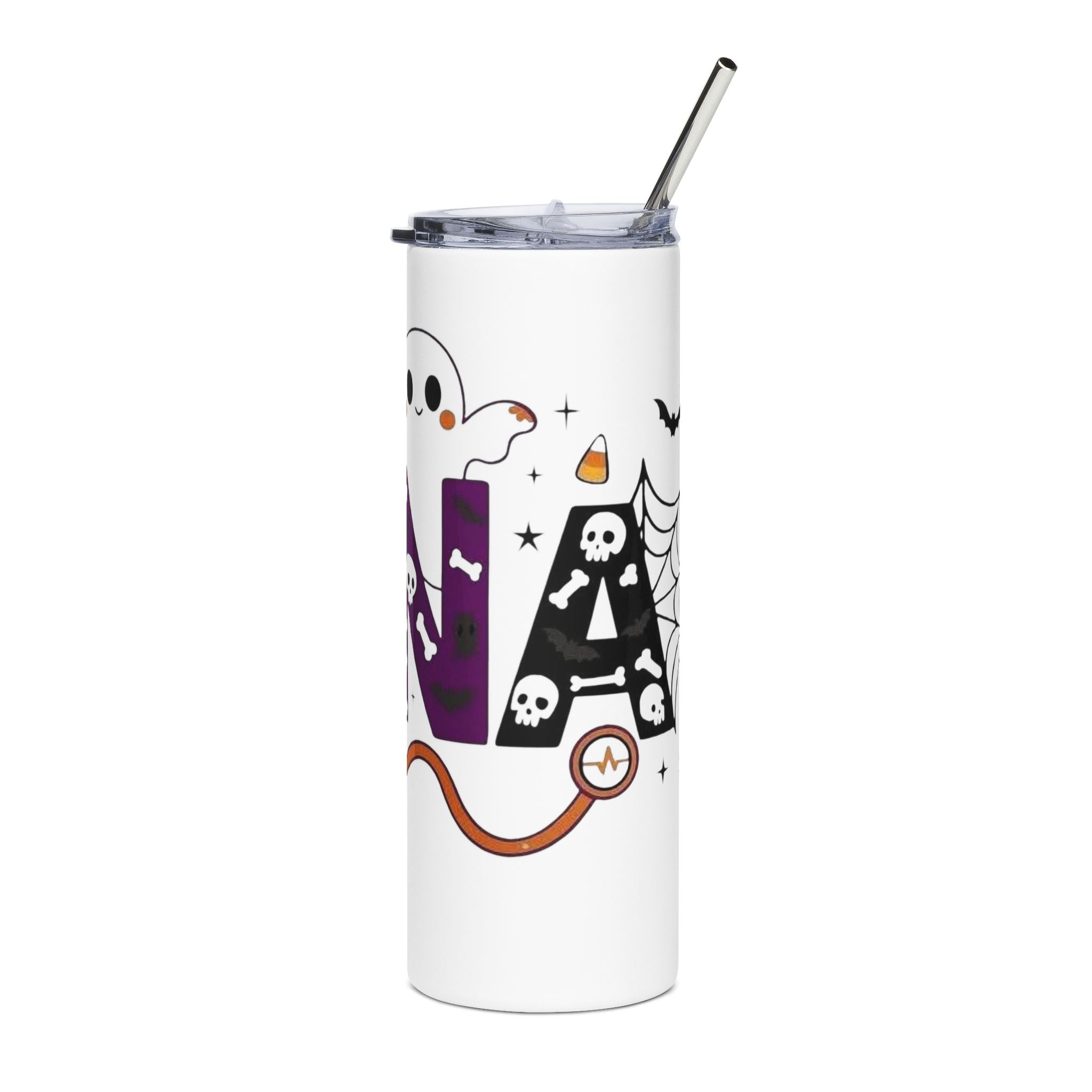 Spooky Halloween Tumbler, Personalized Stainless Steel Drinkware, 20oz Ghost & Spider, Fun Gift for Kids, Halloween Party Decor, [...]
