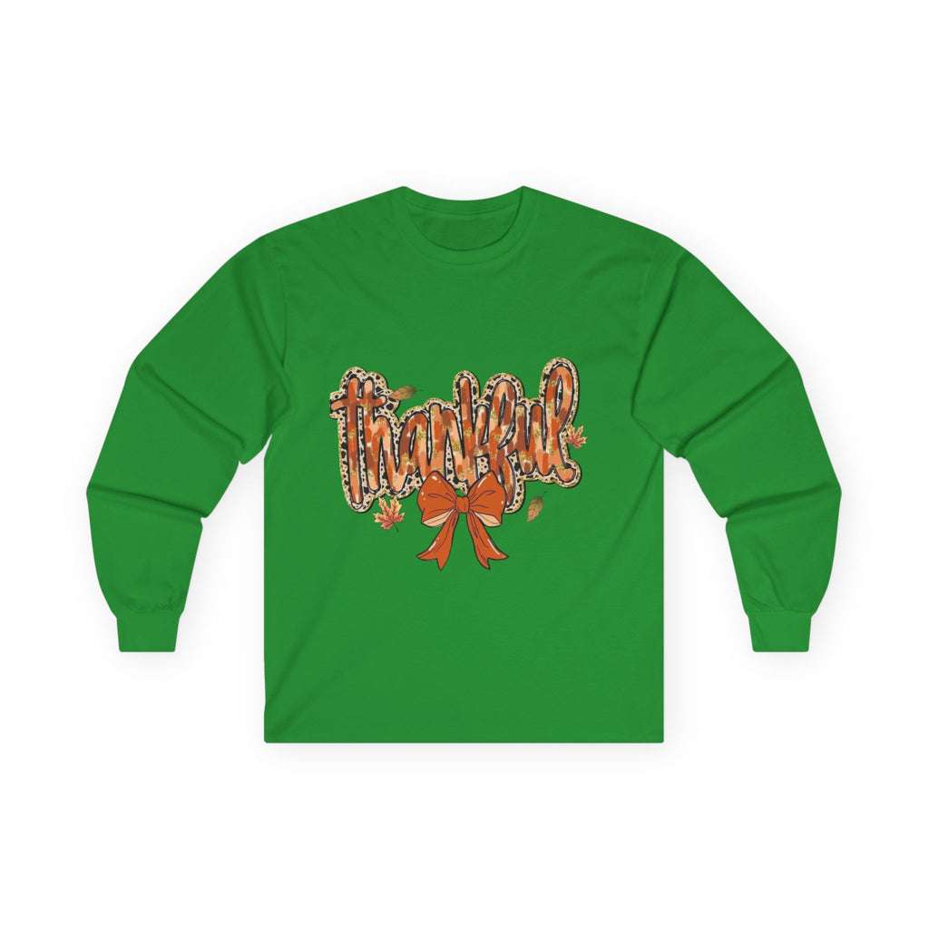 Thankful Long Sleeve Tee, Fall Shirt, Thanksgiving Apparel, Unisex Cotton Top, Cozy Gift for Her