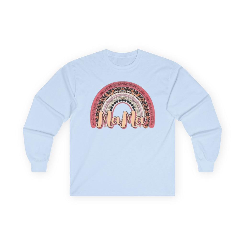 Mama Rainbow Long Sleeve Tee, Mother's Day Gift, Cozy Casual Wear, Boho Style Shirt, Gift for New Moms, Spring Fashion